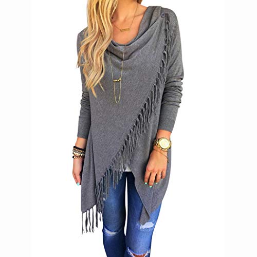 Product Cover hevare Women Classical Tassel Oblique Line Long Sleeve Tops Knits & Tees