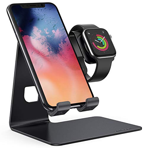 Product Cover Stand for Apple Watch Phone Holder 2 in 1 : Lamicall Desktop Stand Holder Charging Station Dock Compatible with Apple Watch Series 5/4/3/2/1, and Phone 11 Pro/Xs/X Max/XR/X/8/8Plus/7/7 Plus /6S Plus