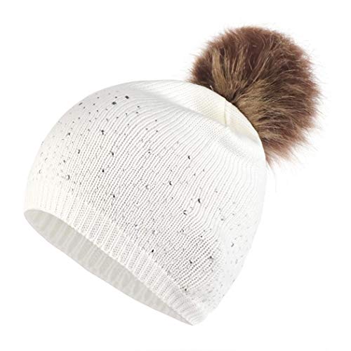 Product Cover Kikole Women Plush Ball Winter Headwear Stretchy Soft Knitted Hats Skullies & Beanies