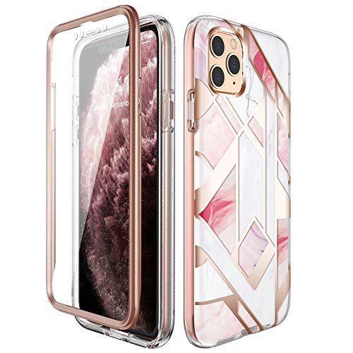 Product Cover Miracase Compatible with iPhone 11 Pro Max Case(2019 Release, 6.5 Inch) with Built-in Screen Protector, Full Body Protective Shock-Absorption Bumper Cover Case for Apple iPhone 11 Pro Max,Pink Marble