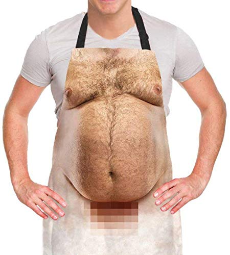 Product Cover A AIFAMY Funny Men Cooking Grilling Aprons Belly BBQ Funny Gag Gifts for Christmas, White Elephant Gift Exchange