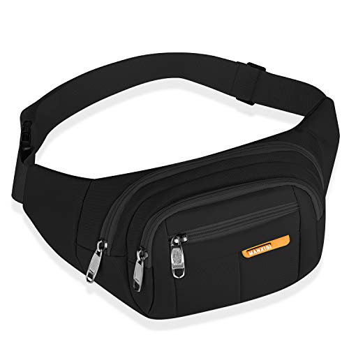 Product Cover MANXISI Brand Black Fanny Pack for Women and Men Sports Waist Bag (Black)
