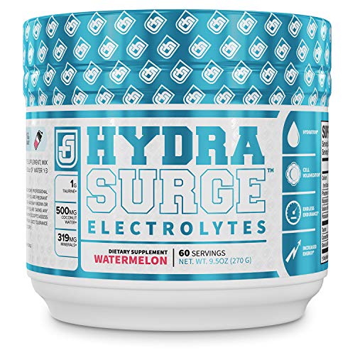Product Cover HYDRASURGE Electrolyte Powder - Hydration Supplement with Key Minerals, Himalayan Sea Salt, Coconut Water, More - Keto Friendly, Sugar Free & Naturally Sweetened - 60 Servings, Refreshing Watermelon