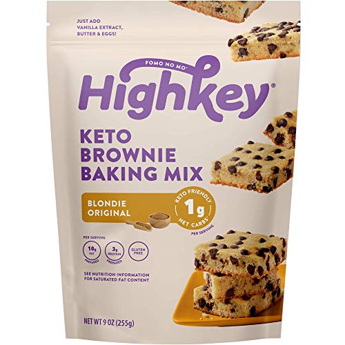 Product Cover Highkey Snacks Keto Blondie Brownie Food Mix - Low Carb Sweets & Treats - Gluten Free Ketogenic Baking - No Sugar Added Dessert - Paleo, Diabetic Products - Chocolate Chip Snack
