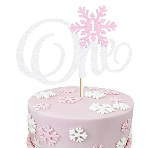Product Cover Glittery Pink Snowflake One Cake Topper Winter Onederland First Birthday Cake Decor Winter Wonderland Christmas Girl 1st Birthday Baby Shower Party Cake Supplies Decorations