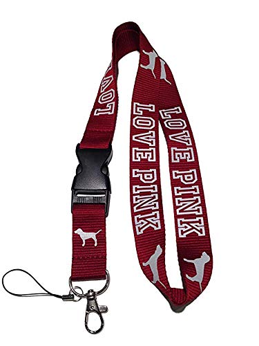 Product Cover Love Pink Lanyard Burgundy Maroon Neck Strap Keychain ID Holder Keyring for Keys Phones Bags