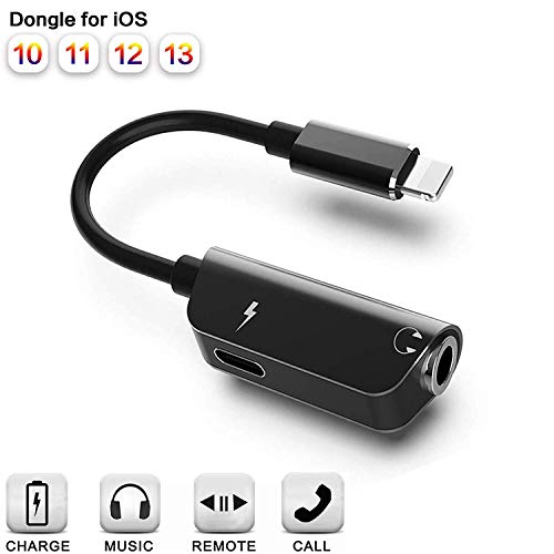 Product Cover Headphone Adapter for iPhone 7 Adaptor Converter Earbuds Dongle Jack Adapter to 3.5mm AUX Audio Jack Splitter Cable Earphone Adapter for iPhone 11/ Xs MAX/8/8P/7P Accessories Support All iOS