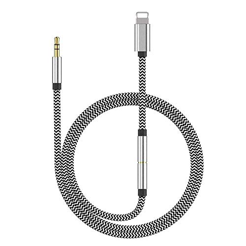 Product Cover (Apple MFi Certified)Car Aux Cord for iPhone, 3-in-1 Lightning to 3.5 mm Headphone Jack Adapter Stereo Aux Cable for Car Stereo/Speaker/Headphone Compatible with iPhone11/Xs Max/XR/X/8/8P[New Version]