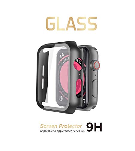 Product Cover SNSIR Hard Protective Case for Apple Watch Series 5&4 40mm with Ultra-Thin Tempered Glass Screen Protector (Black 40mm)