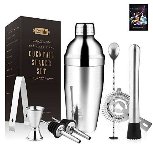 Product Cover Cocktail Shaker Set 8 Piece, 25oz Stainless Steel Bartender Kit Professional Martini Mixing Bartending Kit Combination, Home Stylish Bar Tool Set
