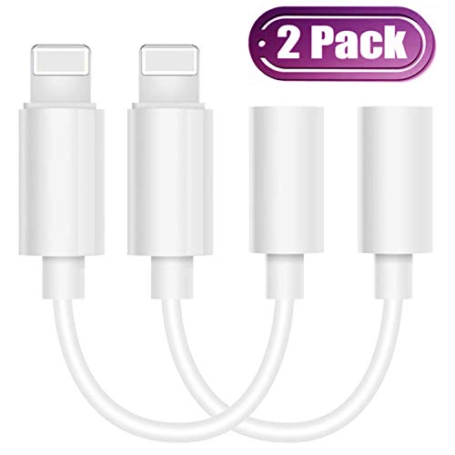 Product Cover (2 Pack) Lighting to 3.5mm Headphones/Earbuds Jack Adapter Aux Cable Earphones/Headphone Converter Accessories Compatible with iPhone Xs MAX/XR/X/8/8 Plus/7/7 Plus/ipad/iPod(iOS 13/Before)-White