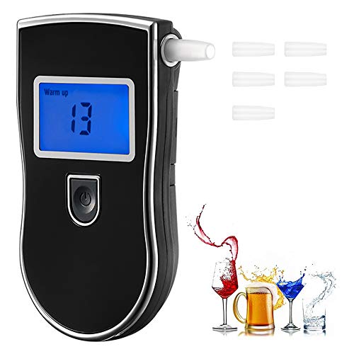 Product Cover Personal Breathalyzer, Portable Breath Alcohol Tester Digital Alcohol Detector - High Accuracy Semiconductor Sensor Personal Breathalyzers (with 5 Mouthpieces,on The Back of The breathalizer)