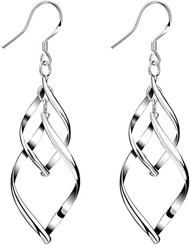 Product Cover Sterling Silver Dangle Earrings for Women Girls Classic Double Linear Earrings
