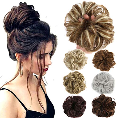 Product Cover Hair Bun Extensions Wavy Curly Messy Donut Chignons Hair Piece Wig Hairpiece (Silver Grey-N, onesize)