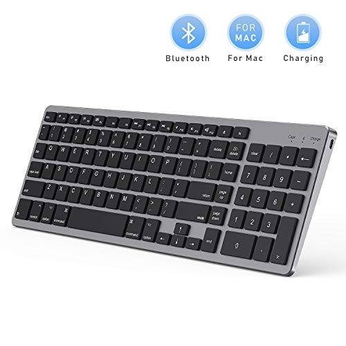 Product Cover Bluetooth Keyboard for Mac OS, Jelly Comb Ultra Slim Wireless Keyboard for Mac OS/iOS/iPad OS Rechargeable Bluetooth Keyboard MacBook, MacBook Air/Pro iMac, iPhone, iPad Pro- Gray