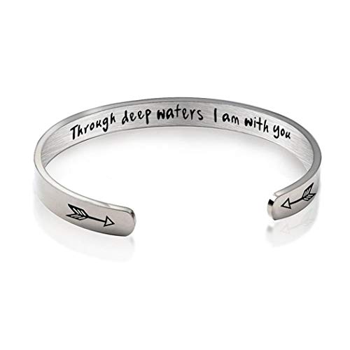 Product Cover Viaste Inspirational Bracelet Cuff Bangle,Stainless Steel C-shaped Open Motivational Quote Engraved Bangle Unisex Jewelry Gift