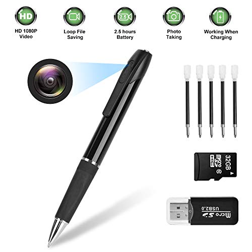 Product Cover Hidden Camera - Spy Camera Pen With 32GB Card, 1080p HD Video Taking Camera for Business Conference Lecture and Security