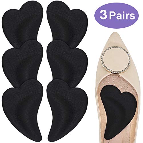 Product Cover Beautulip Arch Support Insoles for Flats Shoe Inserts Plantar Fasciitis Adhesive Pads Heel Pain Relief 3 Pairs (Black)