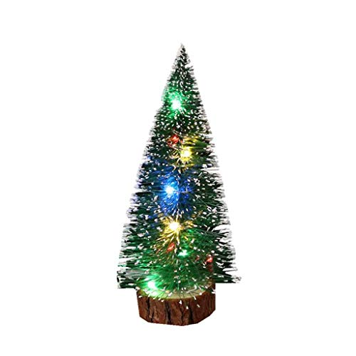 Product Cover Napoo Small Artificial Christmas Tree Prelit Lights, Table Top Centerpieces Bottle Brush Trees Miniature Realistic Greenery Pine Fir Plants Desk Decor (Tall 8'')