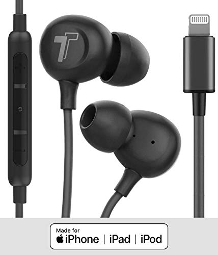 Product Cover Thore iPhone Earbuds (Apple MFi Certified) Lightning Connector in Ear Earphones (V60) Wired Headphones with Microphone Remote for iPhone 11/Pro Max/XR/Xs Max/7/8 Plus, Black (Retail Packaging)