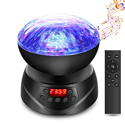 Product Cover Delicacy Ocean Wave Projector 12 LED Remote Control Undersea Projector Lamp with Timer,8 Color Changing Music Player Night Light Projector for Kids Adults Bedroom Living Room Decoration