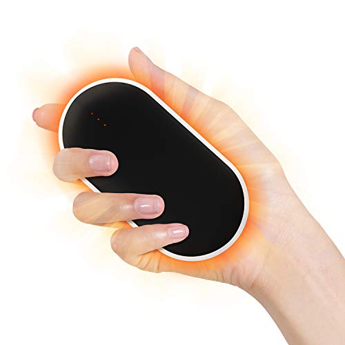Product Cover BZseed Rechargeable Hand Warmer, Black Electric Portable Pocket Hand Warmers 5200mAh Power Bank, Double-Side Heating Warmer Therapy for Raynaud's Arthritis Sufferers, Winter for Women, Parents