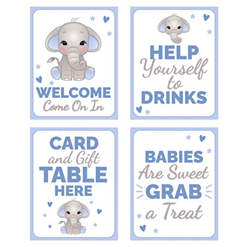 Product Cover Blue Elephant Baby Shower Table Decorations Signs - Centerpiece Decor Supplies for Boys