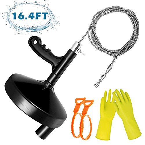 Product Cover VIBIRIT Drain Snake Drain Clog Remover Tool,16.4 Ft Steel Drum Auger Plumbing Drain Snake for Removing Sink Clog, Bathtub Drain, Kitchen Sink, Sewer, Comes with Gloves