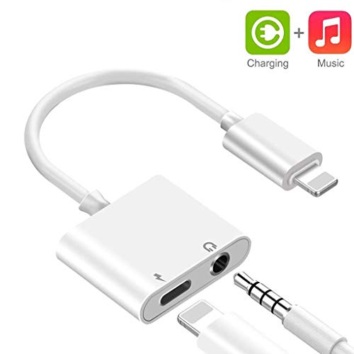 Product Cover Headphone Adapter Jack Dongle Adapter to 3.5mm Converter Car Charge Accessories for iPhone 8/8Plus/X/XS/XS MAX/XR/7/7 Plus /11 with 2 in 1 Earphone Splitter Adaptor Cable & Audio Connector