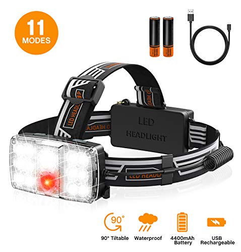 Product Cover Vproof Led Headlamp Flashlight, 【14 LED】 1000 Lumen Waterproof IPX6 LED Head Lamp, 16-30H Use Time, 18650 USB Rechargeable Led Headlight with 11 Modes & Adjustable Headband, for Running Camping Hiking