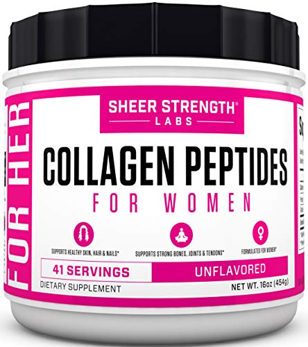 Product Cover Collagen Peptides Powder for Women | Grass Fed Hydrolyzed Collagen Powder for Healthy Hair Skin Nails and Joints - Paleo Friendly & Flavorless Keto Protein Powder for Sports Recovery - Sheer Strength