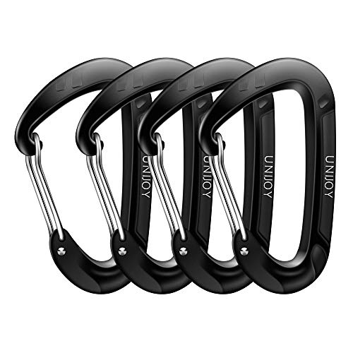 Product Cover Unijoy Carabiner Clips, 4 Pack, 12KN Heavy Duty Wiregate Carabiners for Camping Hiking Hammock etc, Small Aluminium Caribeaners for Backpack and Dog Leash