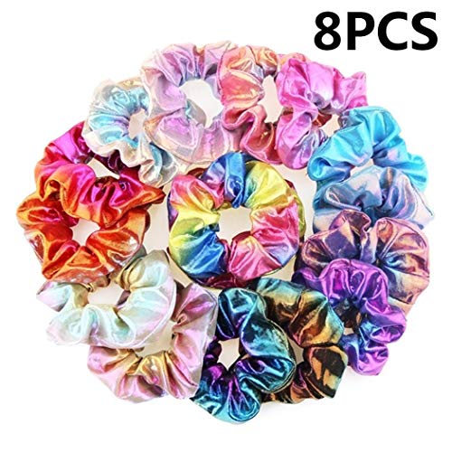 Product Cover Youandmes 8 Pcs/16Pcs/30Pcs Hair Ring Two-Color Gradient Laser Fabric Women Hair Band Headwear