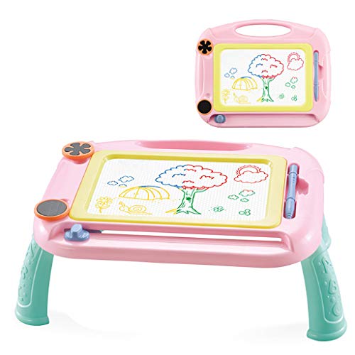 Product Cover QIUUE Fun Color Drawing Board Table Painting Graffiti Board Baby Colorful Magnetic Writing Board Puzzle Early Education Toys Doodle & Scribble Boards (Pink)