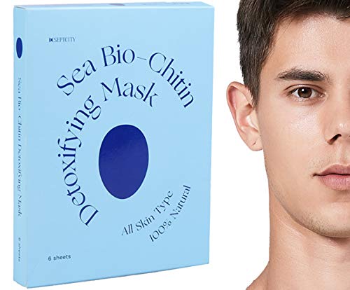Product Cover SeptCity Mens Collagen Facial Mask Sheet for Moist,Scrub, Peel-off, Clear, Anti-Aging-Pore Reducer for Acne, Blackheads and Oily Skin