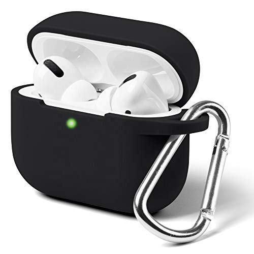Product Cover AirPods Pro Case, AgentwhiteUSA Soft Silicone Full Protective Shockproof Cover with Keychain Set Compatible for Apple AirPods Pro [Front LED Visible]