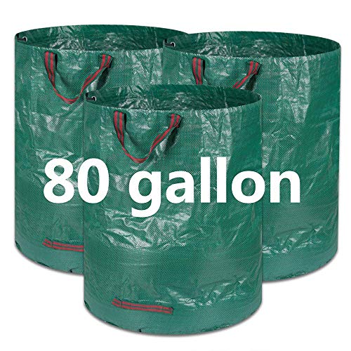 Product Cover COCOCK 3-Pack 80 Gallons Reusable Garden Waste Bags- Heavy Duty Gardening Bags, Lawn Pool Garden Leaf Yard Waste Bags