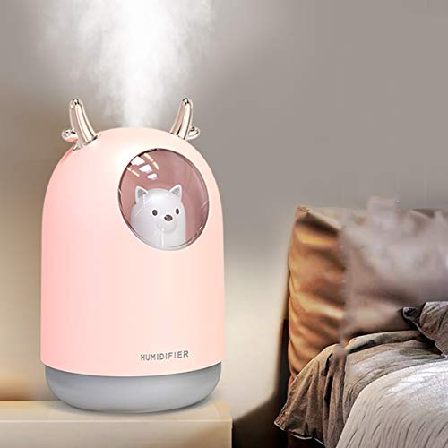 Product Cover AmuseNd Portable USB Cool Mist Humidifier, 300ML Mini Atomization Humidifier with 7 Kinds of LED Light Conversion, Desktop Ultrasonic Air Humidifier Suitable for Kids, Baby, Offices, Bedrooms,Dorm