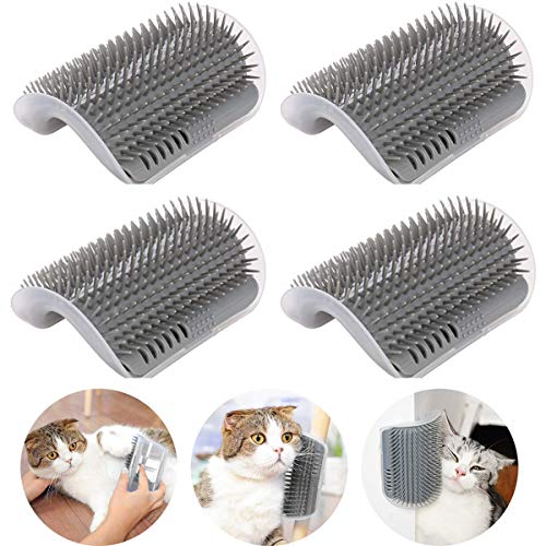 Product Cover AikoPets Cat Self Groomer, 4 Pack Wall Corner Groomers Soft Grooming Brush Massage Combs for Short Long Fur Cats, Softer Massager Toy for Kitten Puppy