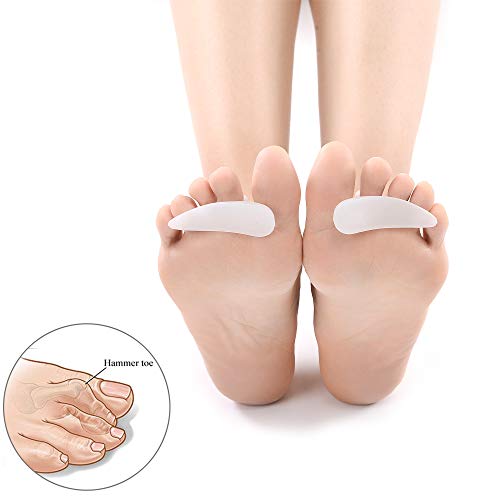 Product Cover Gel Hammer Toe Crest Cushions, Right/Left Hammertoe Gel Support Pads, Straightener and Corrector for Curled, Curved, Crooked, Overlapping, Clubbed Claw and Mallet Toes Curling Relief (1 Pair)