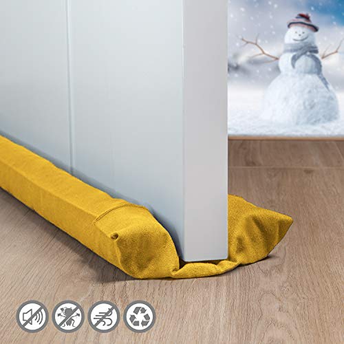 Product Cover Holikme Door Draft Stopper Light Yellow 34-inch Under Adjustable Door Draft Blocker Insulator Isolation The Light and Smell