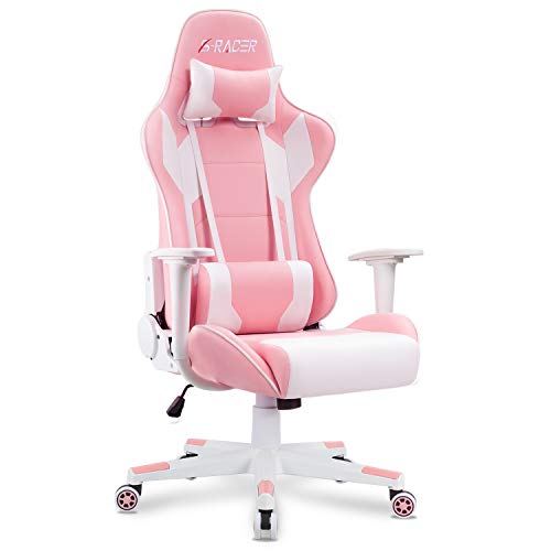 Product Cover Homall Gaming Chair Office Chair High Back Computer Chair PU Leather Desk Chair PC Racing Executive Ergonomic Adjustable Swivel Task Chair with Headrest and Lumbar Support (Pink)