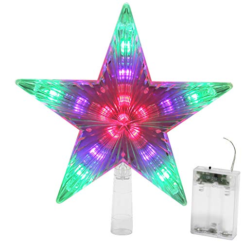 Product Cover Blissun Star Tree Topper with 31 LED Lights, Multi-Color Twinkle Star Treetop Christmas Tree Decoration, 9 Inches