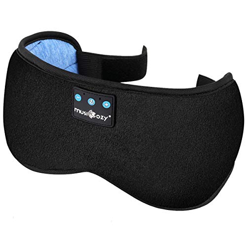Product Cover Sleep Headphones, Eye Mask Bluetooth Sleeping Headphone for Women Men, Wireless Music Handsfree Mask, Built-in Speakers Microphone, Washable, Comfort with Adjustable Strap for Sleep Travel(Black)