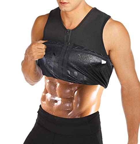 Product Cover HOMETA Men Waist Trainer Sauna Vest Hot Sweat Body Shaper Slimming Polymer Weight Loss Zipper Tank Top Premium Workout Shirt