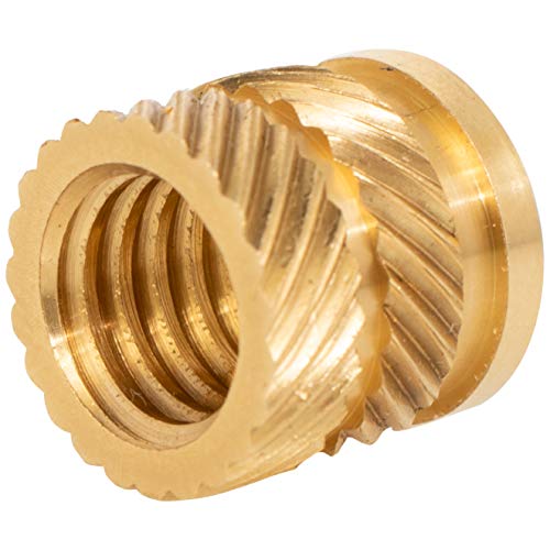 Product Cover Pressure Fit Brass Threaded Inserts 3/8 inch by 16 tpi Internal Threads with Opposing Angle Outside Grooves Ideal For Wood turners Contractors Furniture Building and General Home Use Pack of 10