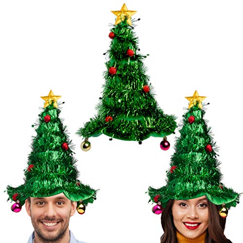 Product Cover Simply Genius,3 Pack, Christmas Tree Hat Set: Christmas Hat for Party Supplies, Christmas Costumes for Adults and Kids Green