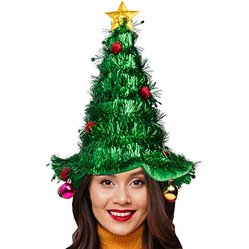 Product Cover Simply Genius Christmas Tree Hat: Christmas Hat for Party Supplies, Christmas Costumes for Adults and Kids Green