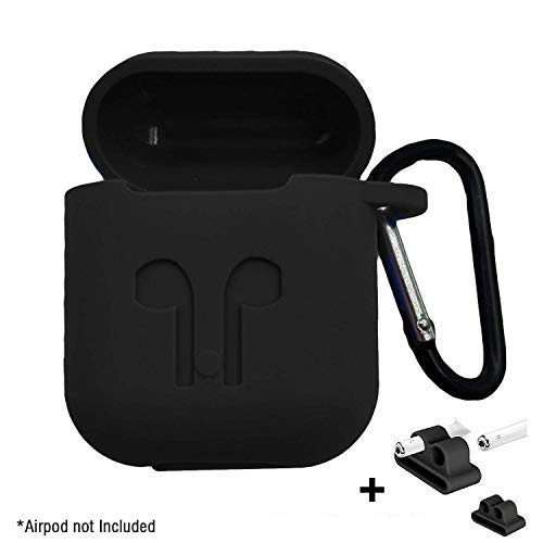 Product Cover Brain Freezer Silicone-Shockproof Case Cover with Carabiner Hook Compatible with Airpods 2 and 1 Black (Airpods Not Included)