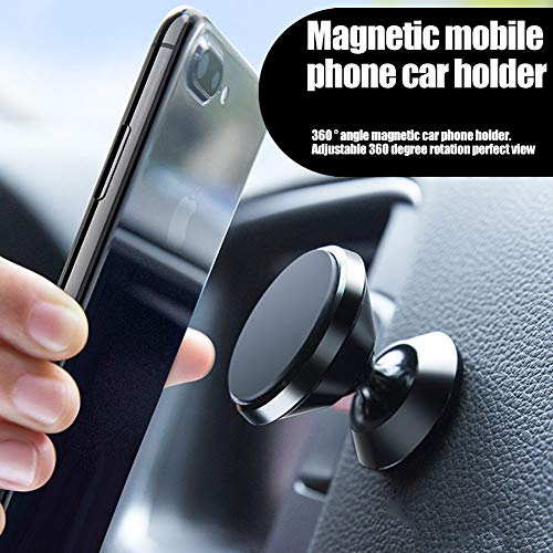Product Cover Magnetic Car Mount, MANORDS Stylish 360°Rotation Car Phone Holder, Adjustable Dashboard Mount Compatible iPhone Xs X 8 Plus 7 6s Samsung Galaxy S9 S8 Edge S7 Note 9 and More(Black)